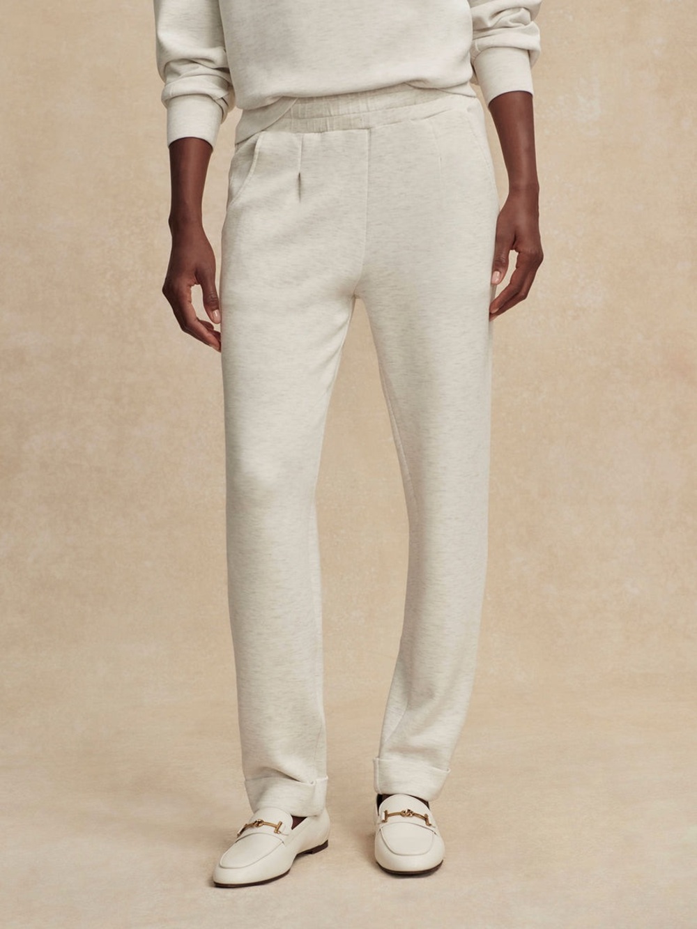 NWT Varley The Rolled Cuff Pant 25” in Ivory Marl, Size Large